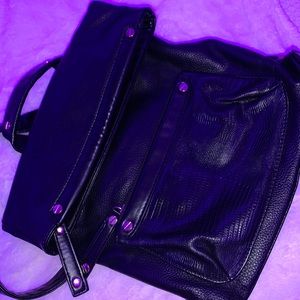 Topshop Faux Leather Foldover Backpack